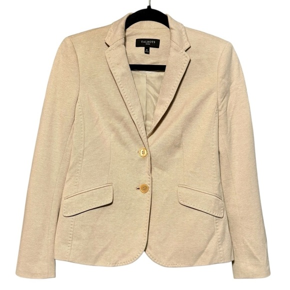 Talbots Jackets & Blazers - Talbots Double Button Cotton Light Tan Lightweight Blazer Size 6p
